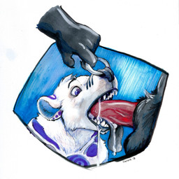 anthro black_body black_fur black_tongue bodily_fluids cum cum_drip cum_drool cum_in_mouth cum_inside cum_on_tongue cum_string dripping duo facial_piercing fellatio fur genital_fluids male male/male nose_piercing nose_ring nose_ring_pull oral penile piercing piercing_pull ring_piercing sex teeth tongue tongue_out tongue_out_fellatio white_body white_fur twostrokemouse rahzr bear mammal polar_bear ursine 1:1 hi_res