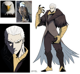 beak clothed clothing creature_and_personification feathers feet looking_at_viewer male photo_reference pupils reference_inset simple_background solo tail white_background gegegekman accipitrid accipitriform avian bird eagle 2024 absurd_res hi_res reference_image