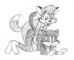 anthro anthro_on_anthro duo female male male/female sex simple_background tail white_background krezz_karavan school_days edward_(school_days) jenny_(school_days) canid canine domestic_cat felid feline felis fox mammal low_res monochrome sketch source_request traditional_media_(artwork)