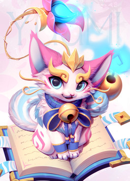 ambiguous_gender book feet feral front_view fur looking_at_viewer sitting smile solo tail teeth toes tongue bloominglynx league_of_legends riot_games tencent yuumi_(lol) domestic_cat felid feline felis mammal 2026 digital_drawing_(artwork) digital_media_(artwork) hi_res female_(lore)