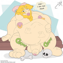 anthro digestion duo long_ears male male/male text vore white_body jon_noj deltarune undertale undertale_(series) asgore_dreemurr boss_monster_(undertale) bovid caprine goat mammal 1:1 hi_res