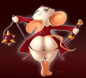 anthro big_butt big_ears black_eyes bottomless butt clothed clothing eyelashes feet female fur holding_object holding_whip looking_at_viewer looking_back looking_back_at_viewer notched_ear one_eye_closed pink_nose rear_view red_background red_clothing red_topwear simple_background solo thick_thighs tongue tongue_out topwear whip white_body white_fur wide_hips wink winking_at_viewer ruthlesspeasant mina_the_hollower yacht_club_games mina_(mina_the_hollower) mammal mouse murid murine rodent hi_res