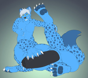 balls big_balls big_penis black_penis blue_body blue_fur bodily_fluids butt cum erection fur genital_fluids genitals green_eyes grin grinning_at_viewer hair hand_on_penis huge_balls huge_penis humanoid_genitalia humanoid_penis hyper hyper_balls hyper_genitalia hyper_penis looking_at_viewer male markings nude paws penis presenting presenting_balls presenting_hindquarters presenting_penis raised_leg simple_background smile smiling_at_viewer solo spots spotted_body spotted_fur spotted_markings spotted_tail spreading tail tail_markings tuft zairiza kraven_lupei hyena mammal mammal_taur spotted_hyena taur absurd_res hi_res