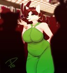 anthro banquet bedroom blowing_kiss blue_eyes clothing crowd dress ear_piercing ear_ring female group jewelry makeup piercing ring_piercing slightly_chubby slightly_chubby_female solo peabert_jaybert susan_(peabert_jaybert) canid canine canis mammal wolf hi_res