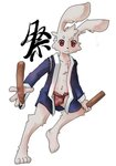 anthro asian_clothing bulge clothing east_asian_clothing fundoshi fur humanoid_hands japanese_clothing kemono male red_clothing red_eyes red_fundoshi red_underwear simple_background solo underwear white_background white_body white_fur young kosian lagomorph leporid mammal rabbit 2009