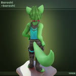 anthro bottomwear clothing collar digitigrade fur green_body green_fur hair male pants shirt solo standing tank_top text topwear underwear yipkin baroshi_(baroshi) canid canine mammal 1:1 3d_(artwork) animated digital_media_(artwork) hi_res no_sound short_playtime signature turntable_(animation) webm