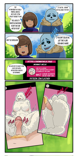 anthro big_breasts big_butt bone breasts butt dialogue duo electronics feet fellatio female foot_fetish foot_play footjob genitals male mature_female nipples oral patreon_username penile penis phone prostitution sex skeleton text vulva white_body luvinra undertale undertale_(series) frisk_(undertale) sans_(undertale) toriel boss_monster_(undertale) bovid caprine human mammal 1:2 comic english_text hi_res url