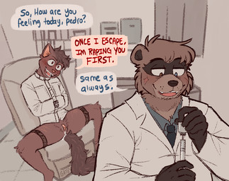 after_rape after_sex andromorph andromorph/male anthro asylum bdsm big_clitoris blush bodily_fluids bottomless bound clitoris clothed clothing cum cum_in_vagina cum_inside dialogue diegetic_watermark doctor facial_scar fangs forced fully_clothed genital_fluids genitals hair heterochromia insane_asylum intersex intersex/male male necktie open_mouth open_smile questionable_consent rape restraints scar sex short_hair sitting smile spread_legs spreading straitjacket syringe tail teeth text threatening threatening_rape vulva spudnikmutt pedro_miaou domestic_cat felid feline felis mammal procyonid raccoon 2025 character_request english_text lol_comments trans_(lore) trans_man_(lore)