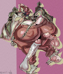 anthro big_breasts big_butt big_penis blush bodily_fluids breasts butt clothing cum cum_drip dripping feet female genital_fluids genitals hat headgear headwear huge_breasts huge_butt huge_penis hyper hyper_breasts hyper_butt hyper_genitalia hyper_penis imminent_sex penis solo tail wasabiiitornado deadlock_(game) valve ivy_(deadlock) gargoyle hi_res