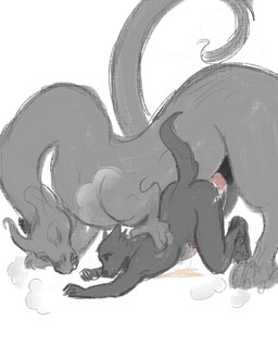 anthro anthro_on_feral bestiality bodily_fluids cum duo feral genital_fluids genitals male male/male penetration penis size_difference steam urine mythology clekka canid canine canis domestic_dog dragon fox mammal mythological_creature mythological_scalie scalie wolf absurd_res hi_res