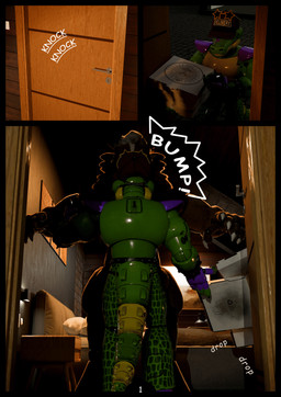 abs anthro apartment bed bedroom bottomless bottomless_anthro bottomless_male box bumping cellphone claws clothed clothing container delivery_(commerce) delivery_employee depth_of_field distracted door door_handle doorknob doorway duo electronics eyewear eyewear_on_head fangs food food_delivery furniture fuzzy hat headgear headwear joints lever looking_at_another looming looming_over machine male muscular office on_model painting_(object) pecs phone pizza pizza_box pizza_delivery power_socket shoulder_pads size_difference smartphone standing sunglasses sunglasses_on_head table teeth text vase wall_(structure) wearing_sunglasses window wire maulclaw five_nights_at_freddy's five_nights_at_freddy's:_security_breach guild_wars scottgames steel_wool_studios montgomery_gator alligator alligatorid animatronic charr crocodilian felid feline hybrid mammal reptile robot scalie 3d_(artwork) absurd_res blender_(artwork) blender_cycles_(artwork) comic digital_media_(artwork) english_text hi_res portrait widescreen