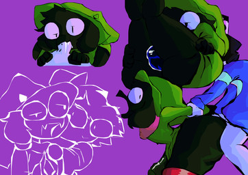 anal anal_penetration anthro anthro_penetrated arm_grab arm_pull black_body black_fur bodily_fluids clothing cum cum_in_mouth cum_inside duo eyewear faceless_character faceless_male fellatio from_behind_position fur genital_fluids genitals glasses green_clothing hands_behind_back hat headgear headwear humanoid_on_anthro humanoid_penetrating humanoid_penetrating_anthro legs_up looking_back male male/male male_focus male_penetrated male_penetrating male_penetrating_male open_mouth oral oral_penetration penetration penile penile_penetration penis penis_in_ass presenting prison_guard_position purple_background raised_leg sex simple_background solo_focus thick_thighs thong underwear white_body wrist_grab mrloquendo deltarune undertale_(series) capsut_(character) ralsei bovid caprine goat human humanoid mammal absurd_res hi_res