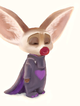 anthro biped clothing costume elephant_costume fur furry_wearing_fursuit fursuit half-closed_eyes heart_symbol long_ears male narrowed_eyes object_in_mouth pacifier pacifier_in_mouth plantigrade simple_background solo standing tan_body tan_fur tired white_background mortic_ox disney zootopia finnick_(zootopia) canid canine fennec_fox fox mammal true_fox 2016 3:4