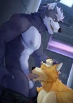 2023 9klipse abs anthro anthro_on_anthro anthro_penetrated anthro_penetrating anthro_penetrating_anthro areola balls bodily_fluids bottomwear bottomwear_down canid canine canis clothed clothing duo fangs fellatio fox fox_mccloud fur genital_fluids genitals grey_body grey_fur hand_on_head hi_res humanoid_genitalia humanoid_penis looking_at_another looking_at_partner male male/male male_penetrated male_penetrating male_penetrating_male mammal muscular muscular_anthro muscular_male nintendo oral oral_penetration pants pants_down partially_clothed pecs penetration penile penis penis_in_mouth sex star_fox teeth toothy_fellatio wolf wolf_o'donnell yellow_body yellow_fur