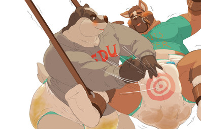 ageplay anthro bdsm biped black_body black_fur blush bodily_fluids bondage bound brown_body brown_fur clothed clothing cock_and_ball_torture crying diaper dominant dominant_anthro dominant_male duo embarrassed footwear fur genital_fluids genital_torture head_stripe humiliation infantilism male multicolored_body multicolored_fur muzzle_(object) muzzled open_mouth open_smile overweight overweight_anthro overweight_male restraints roleplay sagging_diaper shirt simple_background smile socks soiled_diaper struggling submissive submissive_anthro submissive_male suspension tears teeth text topwear unclean_diaper urine used_diaper wearing_diaper wet_diaper white_background white_body white_fur daire301 zephyrlot badger canid canine fox mammal mustelid musteline 2018 digital_media_(artwork) english_text hi_res