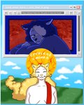 anthro band-aid bandage blonde_hair blue_hair blue_sky cloud directional_arrow eye_patch eyewear female grass hair hill long_hair photo_background plant sash sky smile star_symbol text web_browser white_body window_(computing) sepulturegirl bliss_(image) crescent_lagoon internet_explorer microsoft microsoft_windows windows_xp medea_(sepulturegirl) domestic_cat felid feline felis mammal english_text hi_res photography_(artwork)