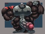 abs anthro big_muscles big_penis bodily_fluids erection flexing genitals huge_muscles huge_penis hyper hyper_genitalia hyper_muscles hyper_penis male muscular muscular_male pecs penis solo sweat vein veiny_penis kuma_iqwha kirby_(series) nintendo gorimondo_(kirby) ape gorilla haplorhine mammal primate absurd_res hi_res