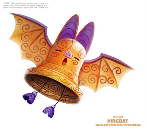 ambiguous_gender bell eyes_closed feral flying humor open_mouth pun simple_background solo tongue tongue_out visual_pun white_background piper_thibodeau bat mammal digital_media_(artwork) digital_painting_(artwork) painting_(artwork)