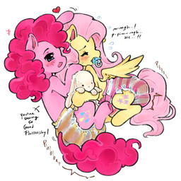 blue_eyes clothed clothing cuddling cutie_mark dialogue diaper duo feces female female/female feral holding_object holding_plushie mane object_in_mouth pacifier pacifier_in_mouth pink_body pink_mane pink_tail plushie pooping quadruped soiled_diaper soiling soiling_diaper sound_effects tail text unclean_diaper used_diaper using_diaper wearing_diaper wings yellow_body omufujofish friendship_is_magic hasbro my_little_pony mythology fluttershy_(mlp) pinkie_pie_(mlp) earth_pony equid equine horse mammal mythological_creature mythological_equine pegasus pony 1:1 digital_drawing_(artwork) digital_media_(artwork) english_text hi_res