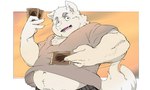 anthro belly clothing humanoid_hands kemono male navel overweight overweight_male shirt solo topwear yu-gi-oh_card inunoshippo yu-gi-oh! canid canine canis domestic_dog mammal 2022 5:3