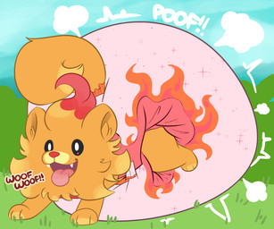3_toes ambiguous_gender big_diaper black_sclera clean_diaper clothed clothing cloud cloud_emanata curled_tail detailed_background diaper diaper_only diaper_puff dipstick_tail emanata fangs feet feral fingerless_(marking) fur grass inner_ear_fluff markings multicolored_body multicolored_fur open_mouth open_smile orange_body orange_ears orange_fur orange_inner_ear orange_inner_ear_fluff orange_tail orange_tail_tip plant red_body red_fur red_nose shrub sky smile solo sound_effects tail tail_markings teeth three-quarter_view toeless_(marking) toes tongue tongue_out topless tuft wearing_diaper yellow_body yellow_fur law_azure nintendo pokemon generation_10_pokemon pokemon_(species) pombon 2026 6:5 full-length_portrait portrait