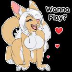 all_fours blue_eyes breasts brown_body brown_fur ear_piercing featureless_breasts female fur hair hair_over_eye heart_symbol long_hair nude one_eye_obstructed piercing simple_background smile solo transparent_background white_hair kwik_(artist) telegram rose_dandy-ba canid canine fennec_fox fox mammal mink mustelid musteline true_fox true_musteline 1:1 alpha_channel