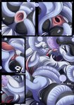 2023 absurd_res animal_genitalia anthro avali avian cloaca close-up comic conrie consentacles faux_gaping gaping gaping_cloaca genitals hi_res nude oral oral_penetration penetration sex tentacle_in_mouth tentacle_penetration tentacles text tongue