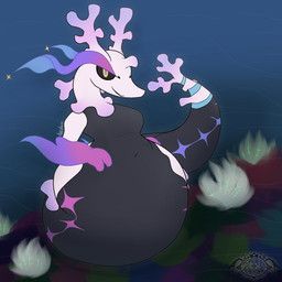 anthro apode belly big_belly big_chest black_sclera breasts coral_horn coral_reef featureless_breasts female horn iridescent_body legless navel non-mammal_breasts non-mammal_navel overweight overweight_anthro overweight_female pseudo_horn pupils purple_pupils serpentine snout solo white_coral wide_hips yellow_eyes apollysabyss lumentale mythology animon_(lumentale) anthozoan aquatic aquatic_dragon cnidarian coral draconcopode dragon encantyss_(lumentale) fish mythological_creature mythological_scalie naga scalie seadragon_(fish) syngnathid syngnathiform 1:1 hi_res