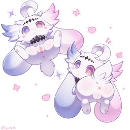 ahoge anthro anus big_ears biped blue_body blue_fur blush blush_stickers butt cheek_tuft chibi clitoral_hood clitoris diamond_pupils facial_tuft female female_anthro floating floppy_ears forehead_gem front_view fur fur_tuft gem genitals glistening glistening_butt gradient_fur hair head_tuft heterochromatic_ears heterochromia kemono looking_at_viewer looking_back looking_back_at_viewer lop_ears multiple_angles neckwear pink_body pink_eyes pink_fur plantigrade purple_eyes rear_view scut_tail short_tail simple_background solo tail text tuft urethra vulva white_background white_body white_fur zyuuniie bot(lee492669760524) lagomorph leporid mammal rabbit 1:1 2026 artist_name digital_drawing_(artwork) digital_media_(artwork) hi_res shaded soft_shading