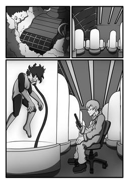 clothed clothing female hair kidnapping male science scientist test_subject unconscious biobasher human mammal absurd_res black_and_white comic hi_res monochrome