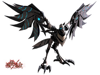 ambiguous_gender beak blue_eyes claws digitigrade feral gear glowing glowing_eyes logo machine mechanical_wings simple_background solo tail text toe_claws white_background wings deino_(artist) avian bird robot robot_feral 2018 3d_(artwork) 4:3 autodesk_3ds_max_(artwork) digital_media_(artwork) japanese_text