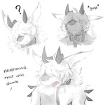 1:1 anthro arlo_(amazingcanislupus) bovid caprine collar duo fluffed_dragon goat hair hi_res horn kapri kapri_(kapri) leash male mammal nude offscreen_character question_mark size_difference text