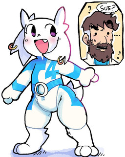3_fingers 3_toes anthro beady_eyes beard belt blue_clothing blush bodysuit brown_beard brown_facial_hair brown_hair clothing confusion cosplay crossover_cosplay digitigrade duo ear_piercing ear_ring ellipsis eyebrows facial_hair facial_scar fair_skin fangs feet female fingers flat_chested floppy_ears fur grey_hair hair looking_aside male mistaken_identity multicolored_hair navel_outline one_fang open_mouth piercing purple_eyes question_mark raised_eyebrow ring_piercing scar scut_tail short_tail simple_background skinsuit tail teeth thick_thighs tight_clothing toes white_background white_body white_clothing white_fur wide_hips x_scar melfunnysmell cave_story marvel marvel_rivals mister_fantastic sue_sakamoto the_invisible_woman_(marvel) human lagomorph mammal mimiga 2025 crossover portrait