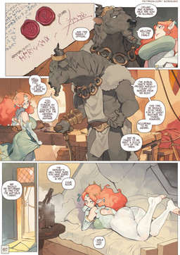 1_horn alcohol anthro armwear back_cutout barrel beard bed belt beverage big_butt biped black_eyebrows black_horn black_nose black_text blue_eyes bottomwear bucket butt cane clothed clothed_anthro clothed_female clothed_humanoid clothed_male clothing container crown cup dialogue dress drinking_glass duo ear_piercing elbow_gloves empty_eyes eyebrows facial_hair facial_scar fantasy feet female female_humanoid furniture glass glass_container glass_cup gloves green_clothing green_dress grey_mane hair handwear headboard headgear holding_cane horn humanoid_feet humanoid_pointy_ears inside jewelry king larger_anthro larger_male lips long_hair lying male male_anthro mane melee_weapon mouth_closed multicolored_clothing multicolored_dress musical_note musical_symbol necklace on_bed on_front orange_hair page_number panty_lines paper piercing pillow pink_lips plantigrade pointy_ears queen royalty scar shield size_difference smaller_female smaller_humanoid snout speech_bubble standing sword symbol table talking_to_another text tiara toes toga two_tone_clothing two_tone_dress wax wax_seal weapon white_bottomwear white_clothing white_dress white_eyes white_gloves white_handwear white_toga window wine_glass norasuko european_mythology greek_mythology mythology king_herik queen_gwynwevere bovid bovine cattle elf humanoid mammal minotaur 2025 comic english_text hi_res url