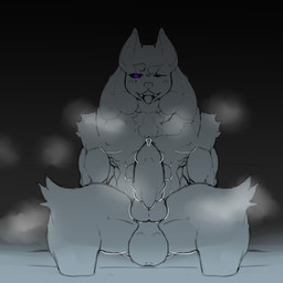anthro balls bath bathing big_balls big_penis bodily_fluids dripping eye_scar facial_scar genital_fluids genitals knot male muscular muscular_male one_eye_closed open_mouth penis precum precum_drip presenting presenting_penis purple_eyes scar solo spread_legs spreading steam tongue tongue_out wink marcoartz nintendo pokemon nagisalucario generation_4_pokemon lucario pokemon_(species) 1:1 greyscale hi_res monochrome
