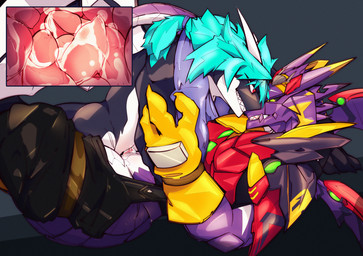 2_penises animal_genitalia anthro armor belt clothing duo genital_slit genitals gloves handwear leg_belt male male/male multi_genitalia multi_penis penetration penis scarf slit_penetration slit_play tail wings kris17092000 bandai_namco digimon mythology acnozinea_(character) mangmuang_(character) arresterdramon digimon_(species) dragon mythological_creature mythological_scalie scalie absurd_res hi_res huge_filesize