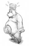 anthro balls belly genitals male overweight overweight_anthro overweight_male penis simple_background solo white_background lilpiggyboy cartoon_network evil_con_carne the_grim_adventures_of_billy_and_mandy boskov_the_bear hector_con_carne bear mammal 2007 monochrome