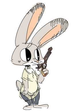 anthro clothed clothing female gun heart_symbol holding_gun holding_object holding_ranged_weapon holding_weapon ranged_weapon solo weapon nobby_(artist) disney zootopia judy_hopps lagomorph leporid mammal rabbit aliasing binary_drawing digital_drawing_(artwork) digital_media_(artwork) hi_res sketch