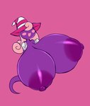 2018 5_fingers areola big_areola big_breasts blush breast_expansion breasts clothing digital_media_(artwork) elfdrago expansion female fingers ghost ghost_tail gloves hair handwear hat headgear headwear hi_res huge_areola huge_breasts humanoid hyper hyper_breasts legless mario_bros nintendo nipples not_furry obscured_eyes open_mouth open_smile paper_mario pink_background pink_hair purple_areola purple_body purple_nipples shadow_siren simple_background smile solo spirit vivian_(mario) white_clothing white_gloves white_handwear witch_hat
