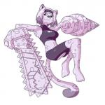 anthro chainsaw chainsaw_arm clothed clothing drill drill_arm female looking_at_viewer malleable_body navel power_tool purple_eyes solo stretchy superpowers tools dlrowdog animate_inanimate felid mammal shape_shifter 1:1 2014