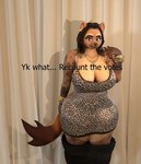 animal_print anthro arm_tattoo big_breasts black_claws black_lips boots bracelet breasts brown_body brown_eyes brown_fur brown_hair chain chain_necklace christian_cross christian_symbol claws clothing cross curtains ear_piercing ear_ring female finger_claws fluffy fluffy_tail footwear fur fur_boots furred_boots glistening glistening_eyes gold_(metal) gold_bracelet gold_chain gold_jewelry gold_necklace hair hand_on_butt hand_on_shoulder huge_breasts huge_thighs jewelry leopard_print leopard_spots lips looking_at_viewer multicolored_body multicolored_fur necklace piercing religion ring_piercing shadow shoes solo spots standing tail tattoo text thick_thighs tight_clothing two_tone_body two_tone_fur twilightv0ids christianity kamala_harris hyena mammal 3d_(artwork) digital_media_(artwork) hi_res meme