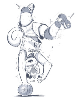 5_fingers anthro arm_tuft ball basketball_(ball) basketball_uniform bodily_fluids bottomwear clothed clothed_anthro clothed_female clothing elbow_tuft female female_anthro fingers footwear front_view hair handstand knee_pads motion_lines open_mouth shirt shoes shorts simple_background solo sports_uniform sportswear sweat tail text text_on_clothing text_on_shirt text_on_topwear topwear tuft uniform white_background conditional_dnp sonokido ventura_city_drifters alina_scratch domestic_cat felid feline felis mammal russian_blue 2025 digital_media_(artwork) full-length_portrait hi_res portrait sketch