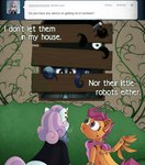 ask_blog female smoking text drxii ask_ipsywitch friendship_is_magic hasbro my_little_pony tumblr ipsywitch scootaloo_(mlp) sweetie_belle_(mlp) equid equine horse mammal pony digital_media_(artwork) english_text hi_res