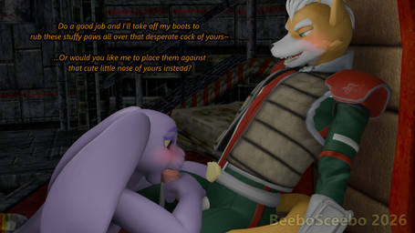 anthro anthro_on_anthro big_ears biped blush bottomwear casual_sex clothed clothed_anthro clothed_male clothed_sex clothing dialogue dirty_talk duo erection eyebrows feet fellatio foot_fetish fully_clothed genitals glans gynomorph gynomorph/male hair handjob_while_sucking intersex intersex/male interspecies leaning leaning_backward long_ears looking_at_another looking_at_partner looking_down looking_down_at_another looking_down_at_partner male male_anthro narrowed_eyes open_bottomwear open_clothing open_mouth open_pants open_smile oral pants penile penis penis_grab sex short_hair sitting smile snout talking_to_another talking_to_partner teeth text tired whiskers beebosceebo conditional_dnp nintendo star_fox beebo_(beebosceebo) fox_mccloud canid canine fox lagomorph mammal 16:9 2026 3d_(artwork) digital_media_(artwork) english_description english_text hi_res widescreen nonbinary_(lore) trans_(lore)