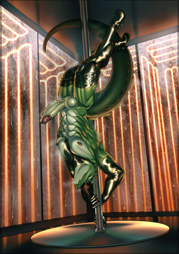 ambiguous_gender anthro armwear athletic balls bedroom_eyes boots buckle clothing cocksuit dancing disguise elbow_gloves erection footwear ftm_transformation gender_transformation genitals gloves gynomorph handwear high_heeled_boots high_heels humanoid_genitalia humanoid_penis intersex latex latex_boots latex_clothing latex_footwear latex_gloves latex_handwear latex_legwear legwear male masking muscular muscular_male narrowed_eyes penis pole pole_dancing seductive shoes skinsuit solo suiting tail thick_tail tight_clothing transformation upside_down zipper realjustnothing annie_(droopycrows) axel_(droopycrows) alligator alligatorid american_opossum crocodilian mammal marsupial reptile scalie absurd_res hi_res nonbinary_(lore)