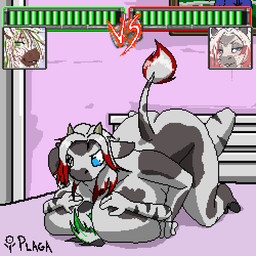 anthro balls bed bedding bedroom big_breasts bodily_fluids bouncing_balls bouncing_breasts bouncing_butt breast_squish breasts butt continue_screen cum cum_in_vagina cum_inside cum_on_balls cum_on_penis curvy_figure death_by_snu_snu dominant dominant_female duo erection female female_on_top female_penetrated from_front_position furniture gameplay_mechanics genital_fluids genitals gui health_bar horn huge_breasts inside larger_dom larger_female larger_penetrated lying male male/female male_on_bottom male_penetrating male_penetrating_female nude on_back on_bed on_bottom on_top orgasm penetration penile penile_penetration penis penis_in_vagina reverse_missionary_position sex size_difference slightly_chubby smaller_male squish straddling submissive submissive_male vaginal vaginal_penetration vulva triplepistacho daisy_maybelle jack_hyperfreak_(hyperfreak666) bovid bovine cattle dairy_cattle equid equine holstein_friesian_cattle mammal zebra 1:1 2016 animated digital_media_(artwork) low_res pixel_(artwork) pixel_animation