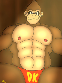 abs anthro big_muscles male muscular pecs solo saddragon16_(artist) donkey_kong_(series) nintendo