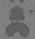 anthro bottomwear bulge clothing denim denim_bottomwear denim_clothing denim_shorts duo erection erection_under_clothing female grinding male male/female motion_lines oblivious question_mark shirt shorts speech_bubble tank_top topwear raewtf arthropod insect lepidopteran moth black_and_white hi_res monochrome