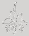 abdominal_tuft anthro biped breasts featureless_breasts female female_anthro furniture hands_above_head legs_up looking_at_viewer lying nude nude_anthro nude_female on_back on_table pose presenting presenting_breasts solo table thick_thighs ebanne unknown_species 2022 black_and_white digital_drawing_(artwork) digital_media_(artwork) full-length_portrait line_art monochrome portrait sketch