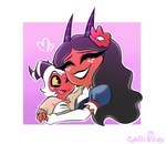 duo female grey_hair hair heart_symbol horn hug long_hair male pink_background red_body red_skin simple_background smile white_background yellow_eyes gothiicprince helluva_boss moxxie's_mother moxxie_(helluva_boss) imp hi_res mother_(lore) mother_and_child_(lore) mother_and_son_(lore) parent_(lore) parent_and_child_(lore) parent_and_son_(lore) son_(lore)